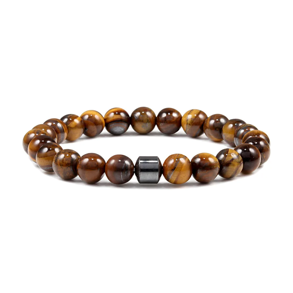 8mm Natural Stone Bracelet Tiger Eye Volcanic Lava Turquoises Hematite Beaded Bracelet For Men Women Jewelry Healing Energy