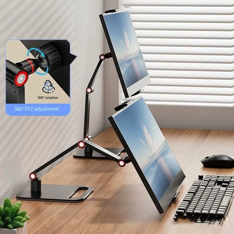 

Portable Monitor Stand Adjustable 360° Swivel Bracket Tablet Holder Compatible With Tablet Desktop Clamp Stand Durable