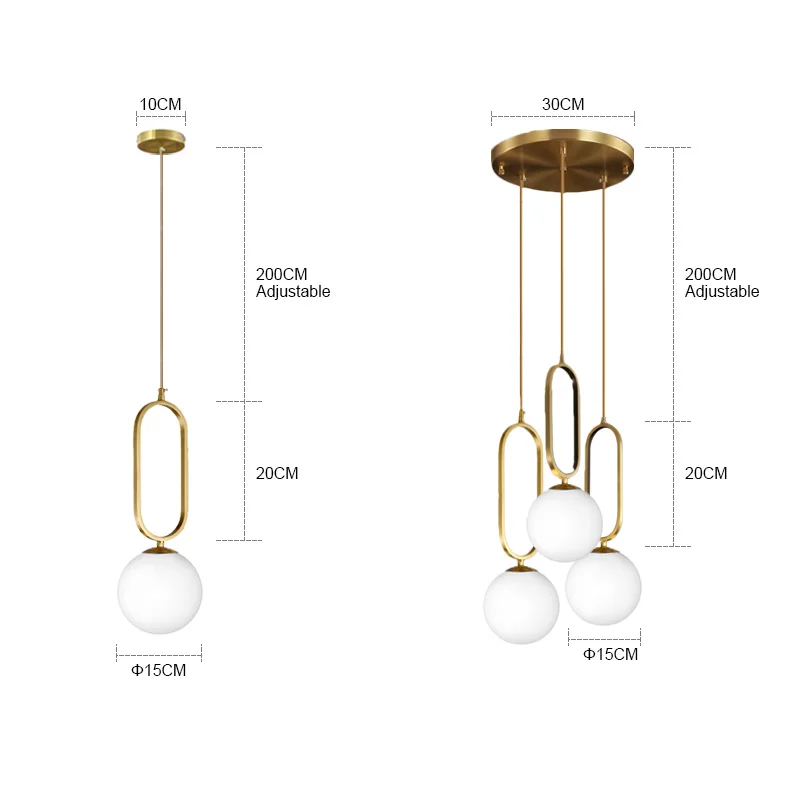 Nordic Luxury Glass Ball Chandeliers for Home Living Room Decor Pendant Lights Restaurant Bedroom Brass E14 Bar Hanging Lamp