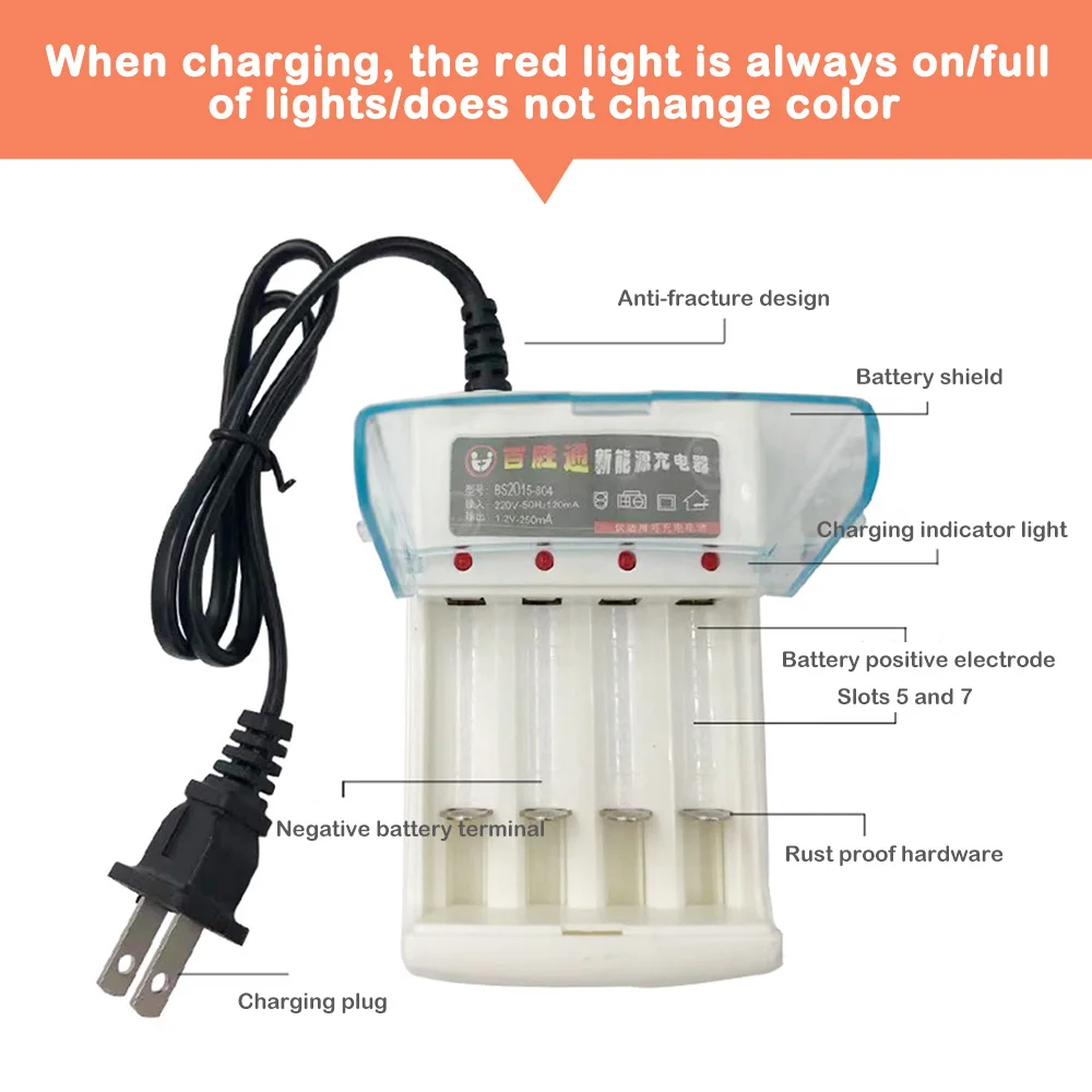 AA / AAA Battery Charger 4 Slots 220V For Ni-Cd AA AAA Charging 1.2V Rechargeable Battery Charger with Cover Protection Adapter