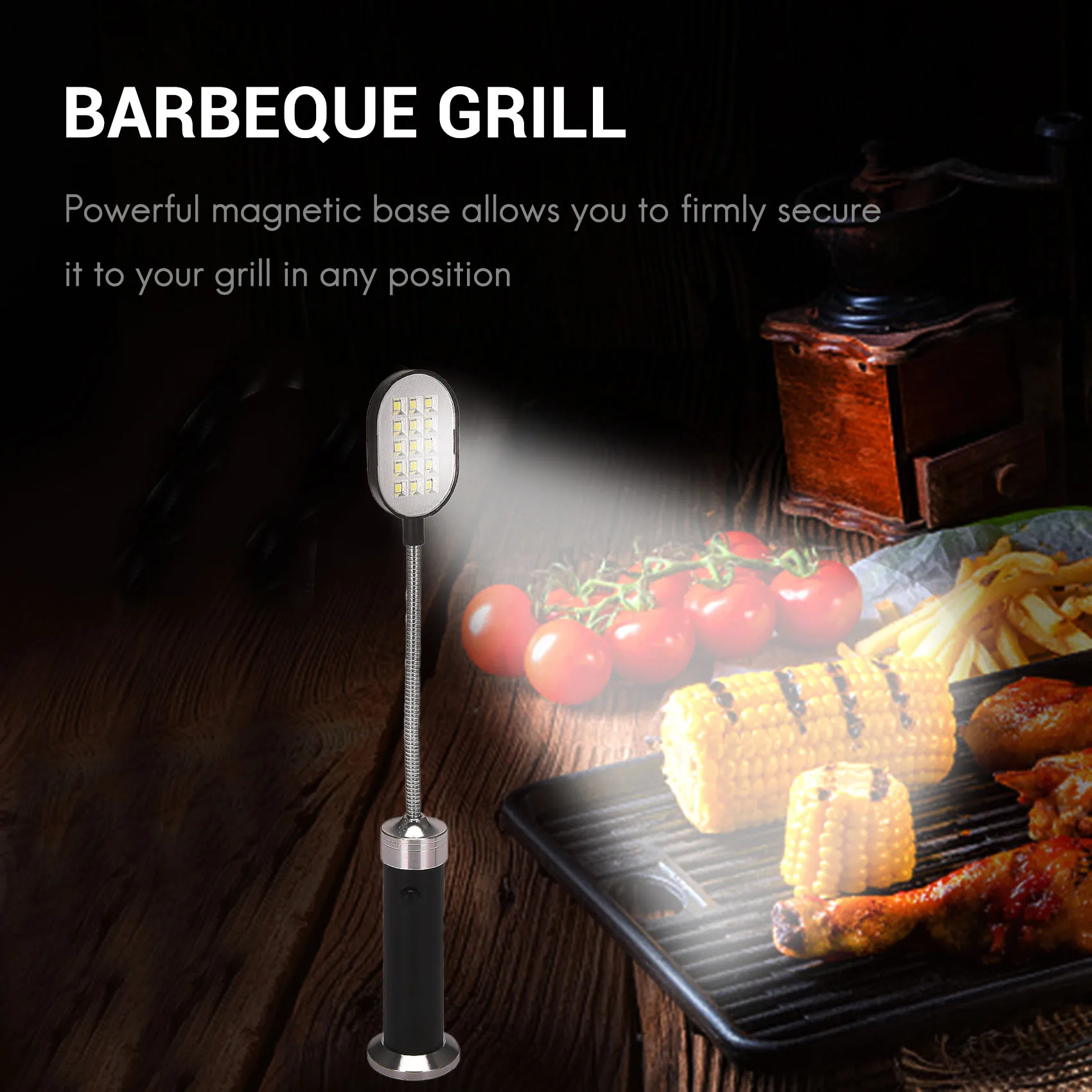 Barbecue Grill Light Magnetic Base Super-Bright Led Bbq Lights - 360 Degree Flexible Gooseneck, Weather - Pack of 2