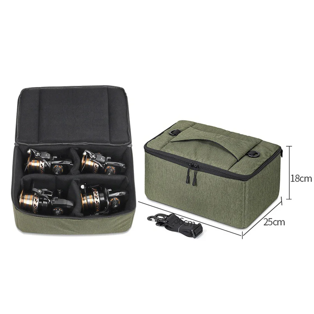 

Многосекционная сумка для рыболовных снастей, противоударная сумка для катушек, сумка для переноски 43x26x19 см, сумка для рыболовных катушек с амортизирующим дизайном