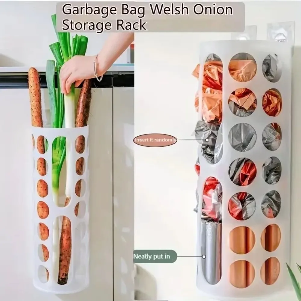 Wall-Mounted Garbage Bag Storage Holder Stackable Plastic Trash Bag Holder Large Capacity Space-Saving Garbage Bag Dispenser