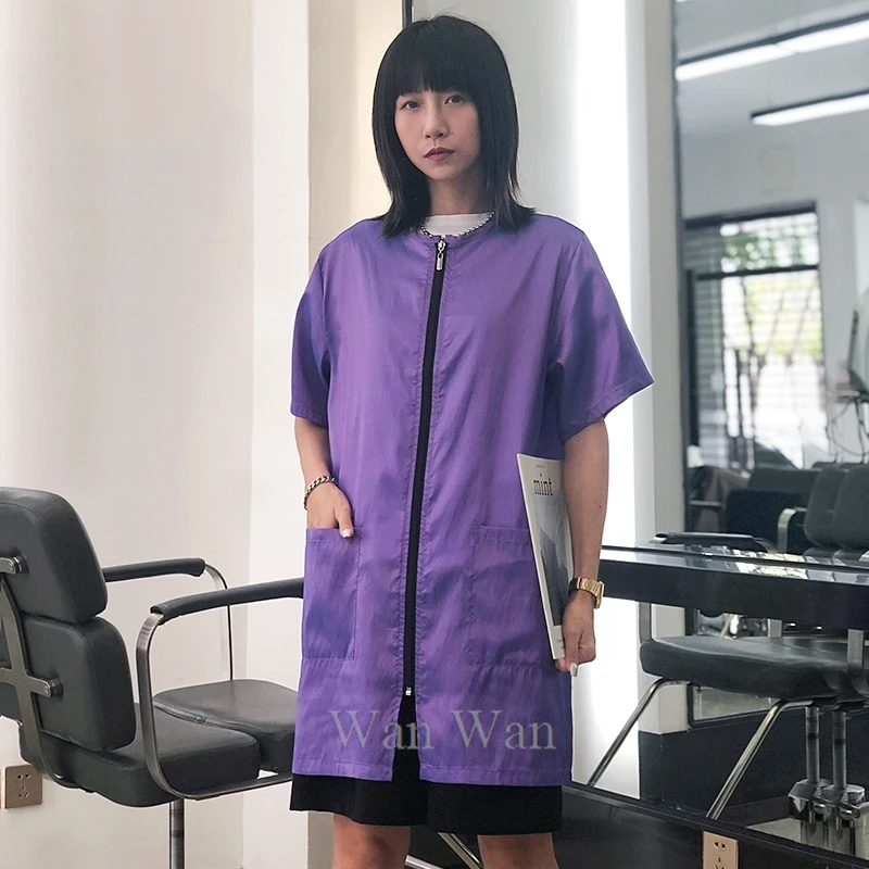 Hairstylist Hairdressing Apron Barber Shop Uniforms Hair Salon Work Clothes Hairdresser Anti Hair Smock Haircut Gown Y0429