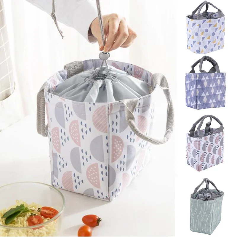 Portable Lunch Bag Thermal Insulated Lunch Box Tote Picnic Cooler Bag Bento Pouch Lunch Container School Food Storage Bags