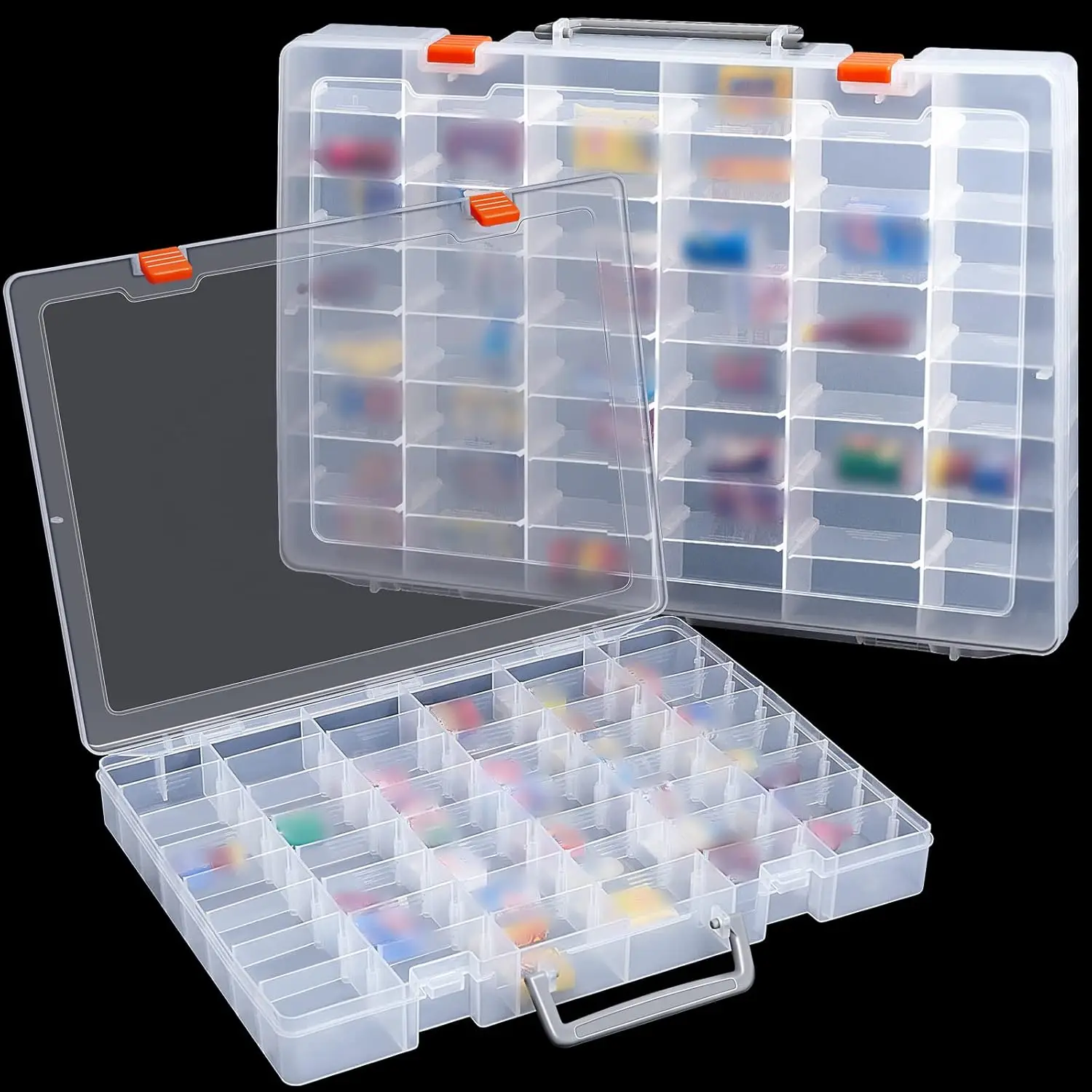 

2 Pcs Large 48 Grids Plastic Storage Bead Organizer Box, Tackle Box, Compartment Organizer Container