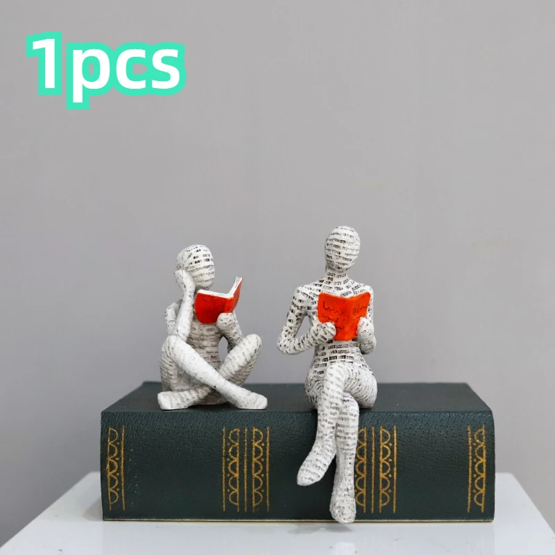 1pcs Reading Paper Pulp Woman Thinker Statue Decoration, Creative Art Design Modern Home Cabinet Desk Decoration Gifts