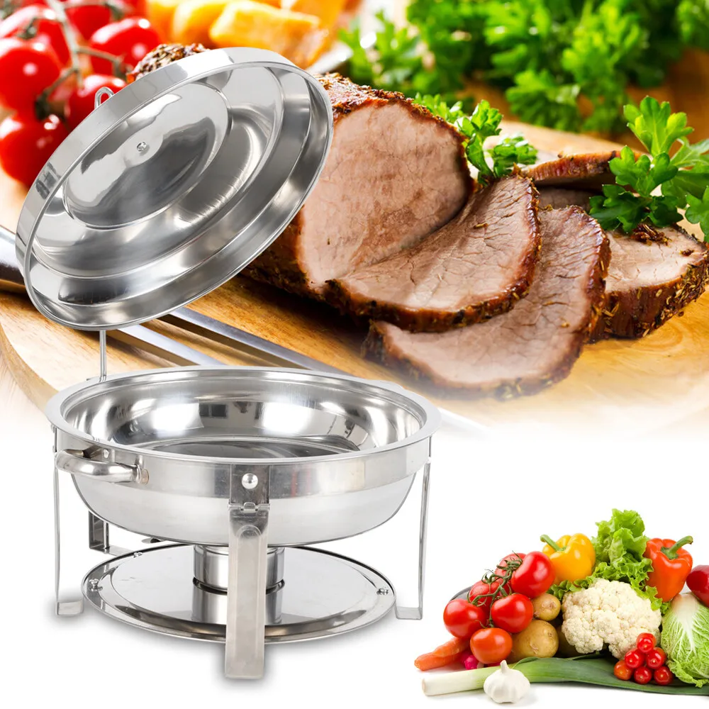410 Stainless Steel Round Buffet Warmer with Lid