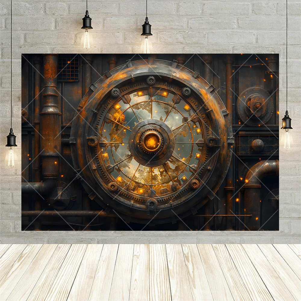 Steampunk Retro Style Photography fondali Custom Adult Kid Portrait Photo Background Banner Clock Gears Decoration Studio Prop