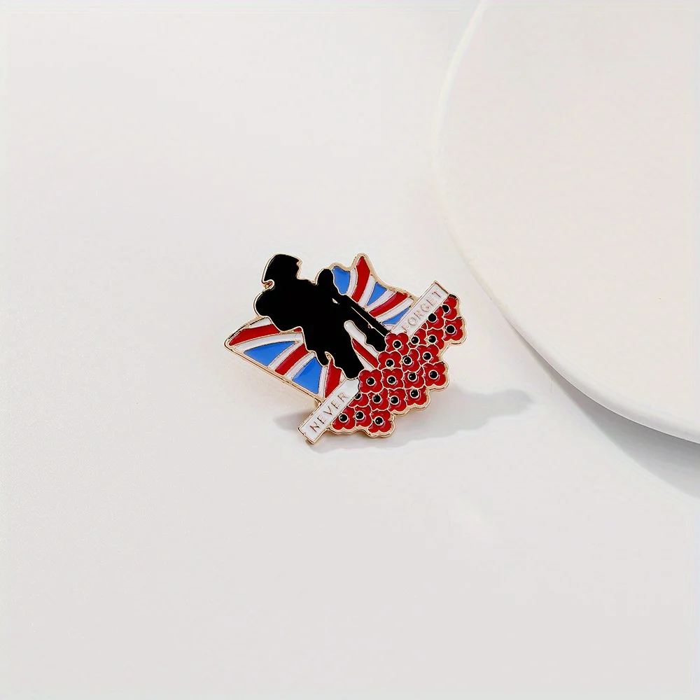 1pc Lest We Forget Pin Poppy Flower Brooch Heart Lapel Hat Bags Badge Brooch Decorations Memorial Day Gifts