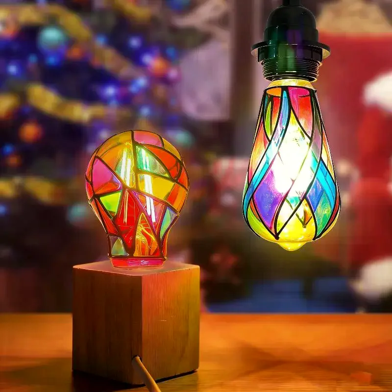 

Декоративная светодиодная лампа ST64 ручной росписи (4 Вт/6 Вт, 120 В) – Новогодний атмосферный свет для спальни и праздничного декора своими руками