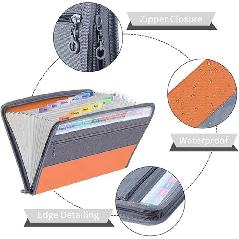 1 Piece 13 Compartments File Folder Organizer Travel Paper Organizer , Fit A4 Paper, Banknote, Document Receipt D