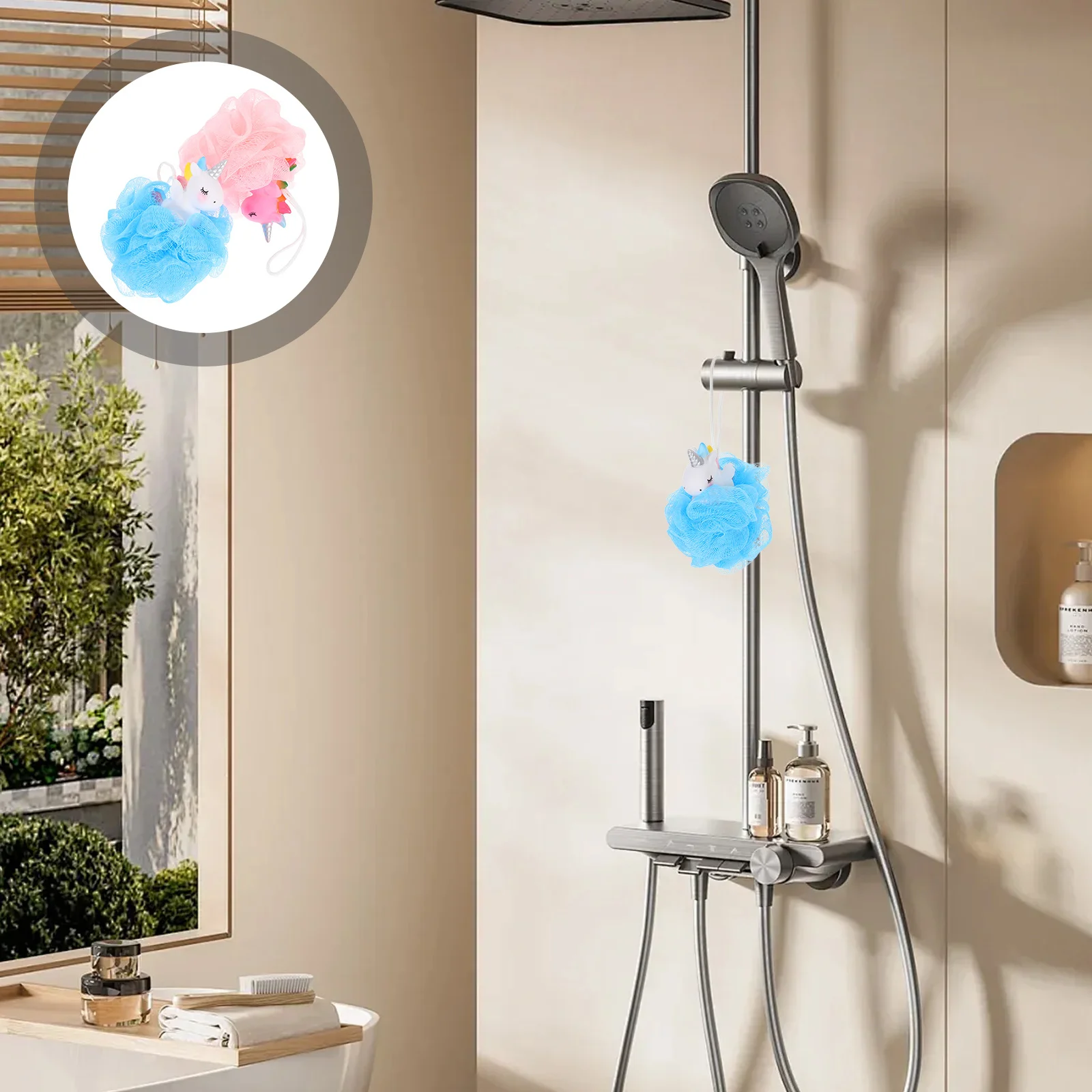 

2pcs Bath Scrubber Balls Premium Pe Pvc Mesh Shower Exfoliating Body Cleaner For Quick-Drying Bubble Net Unicorns Cartoon