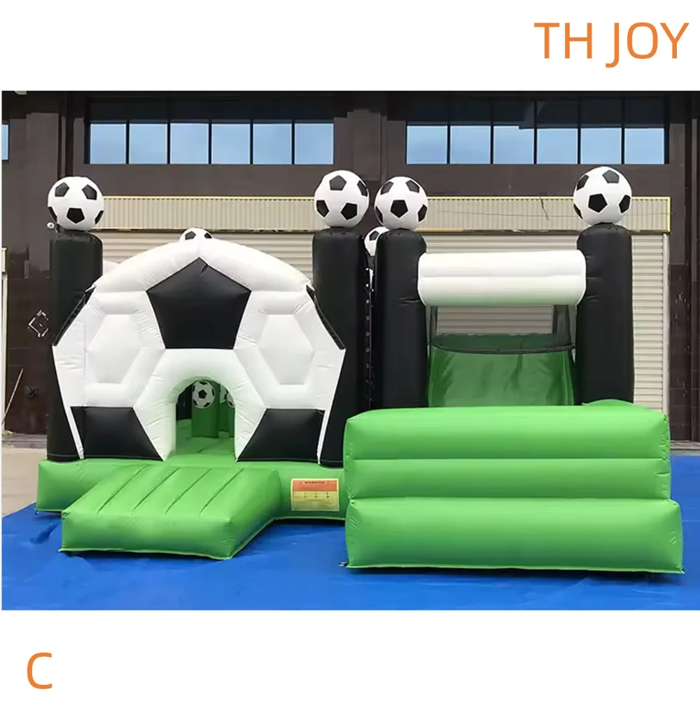 kids Soccer Inflatable Bouncy Castle with Slide football inflatable Jumping house Party Soccer Bouncer House