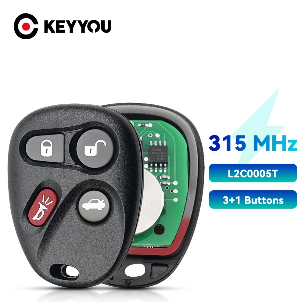 KEYYOU L2C0005T 315Mhz 4 Buttons Entry Control Remote Car Key For Chevrolet Pontiac Saturn Cadillac Keyless