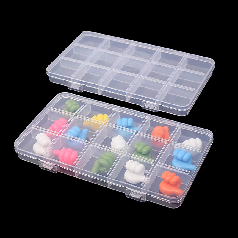 15 Gitter falsche Nagels pitze transparent leere Aufbewahrung sbox Nail Art Organizer Behälter für Schmuck Strass Maniküre Box Zubehör