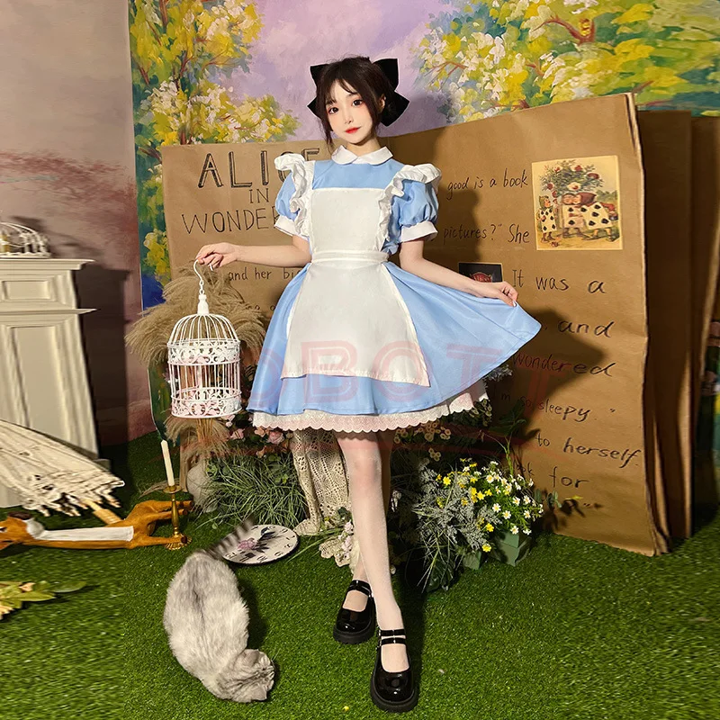 Vestido de Lolita para mujer, delantal de sirvienta, falda de Carnaval de fantasía, disfraces de Cosplay, ropa de Halloween, fiesta de disfraces, Alicia en el país de las Maravillas