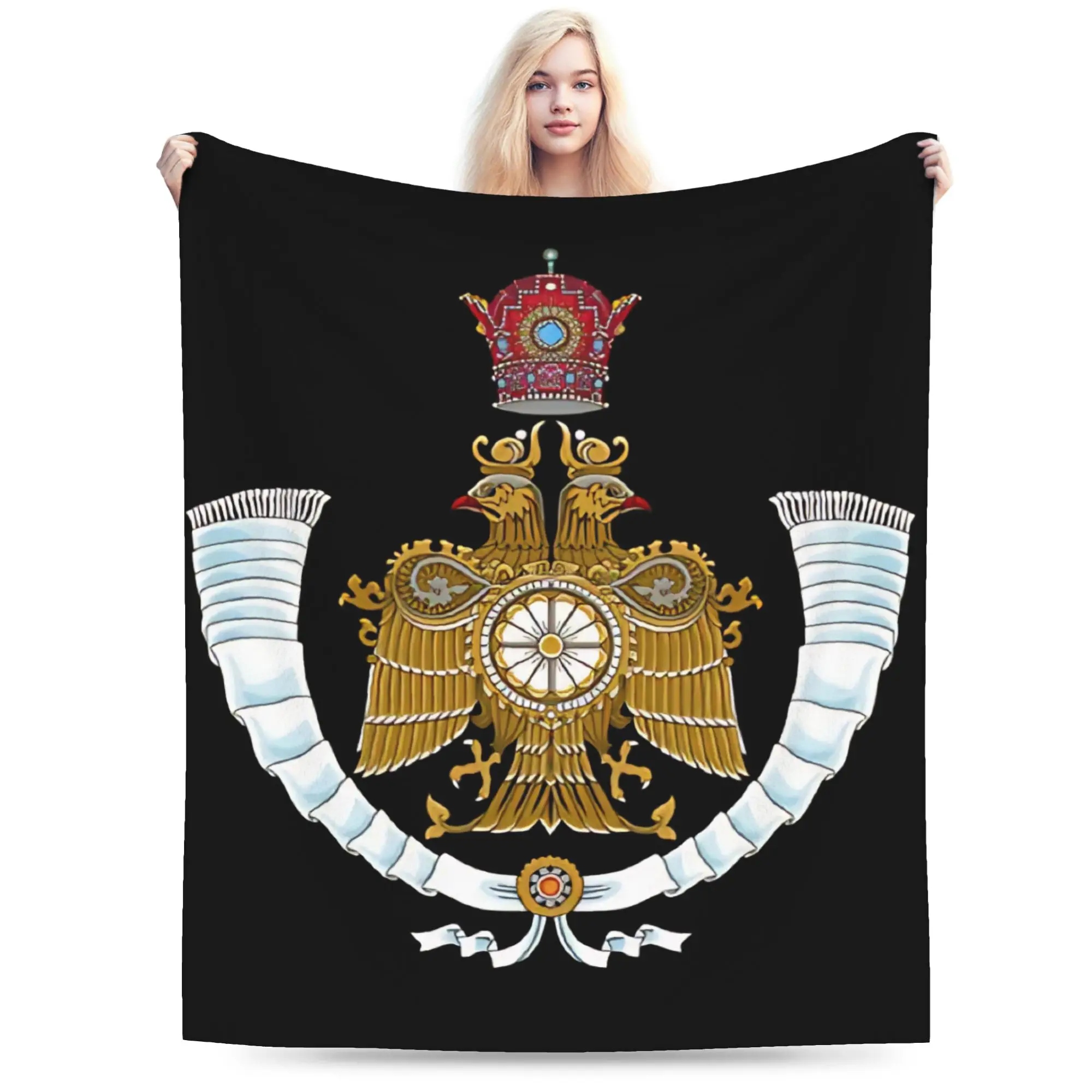 Coat of Arms of Crown Prince Mohammad Reza Iran Blanket Boy Girl  Flannel Throw Blanket For Outdoor Warm Cozy Quality Bedspread
