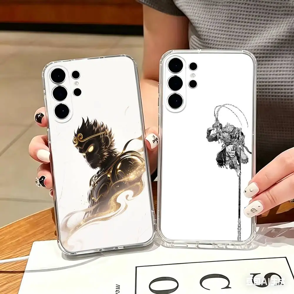 Mythical Monkey King Wukong Phone Case For Samsung S25,S24,S21,S22,S21,S20,S10,S9Ultra,Plus,Fe,Lite Transparent Cover