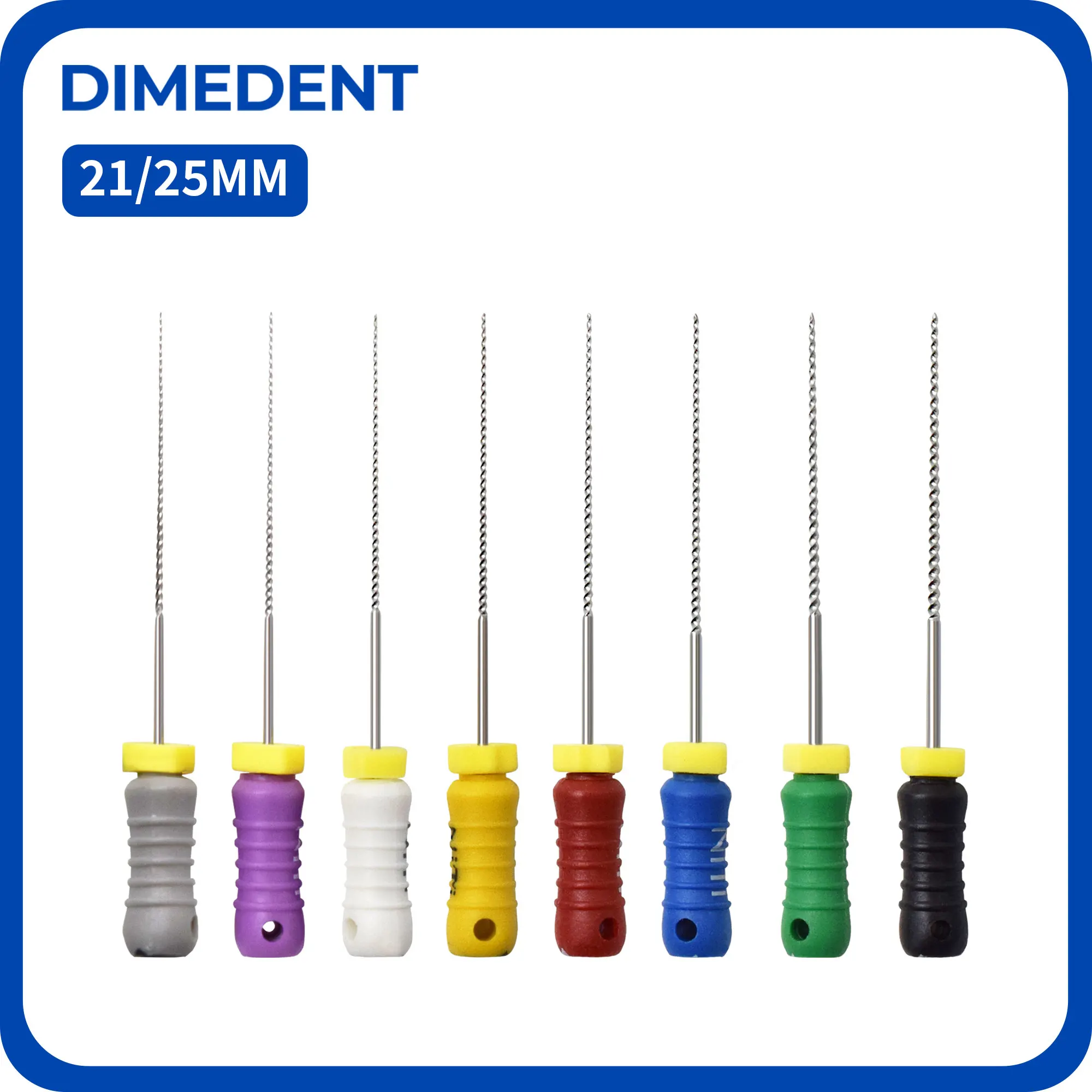 DIMEDENT Dental Endodontic Files 1 Box 21/25mm NITI-K Files #15-40 #45-80 Root Canal Files Non-cutting Tips Design Dentist Tools