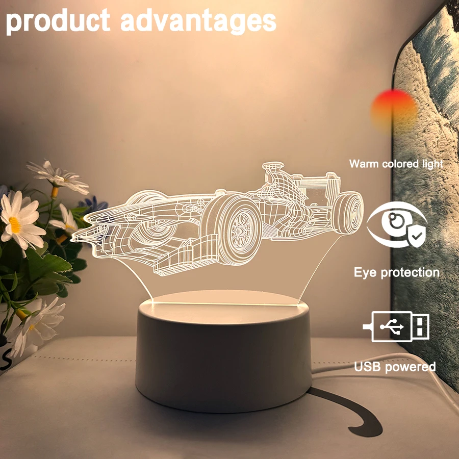 車種の3Dナイトライト、夢のような暖かさ、静かで温かく、人生にロマンチックな雰囲気を加え、毎晩おやすみを照らします。