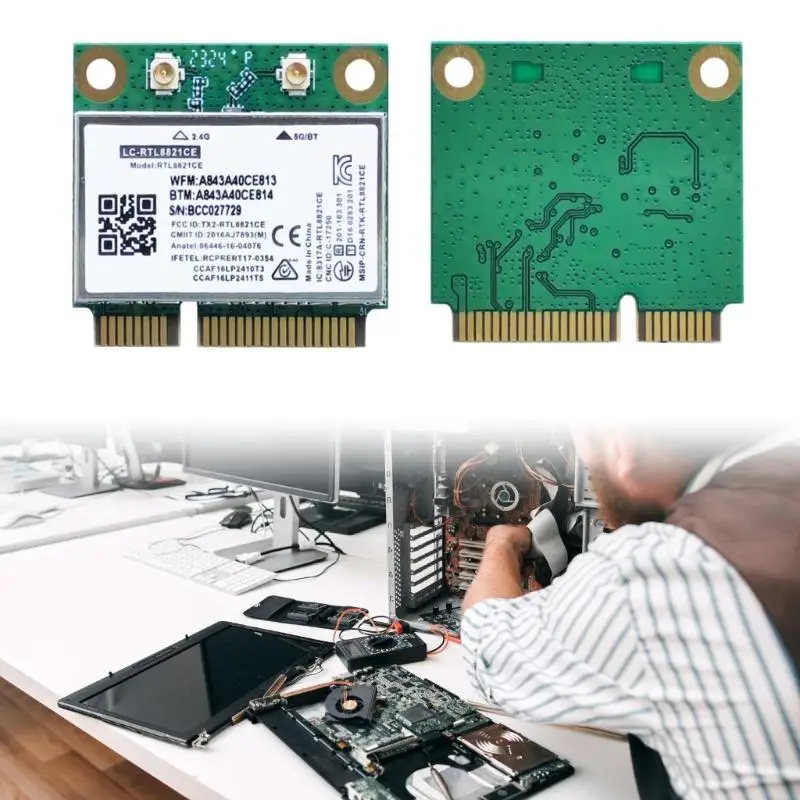 C90F 에너지 효율적인 무선 네트워킹 카드 RTL8821CE Wi -Fi 6 어댑터 저전력 소비 장치.