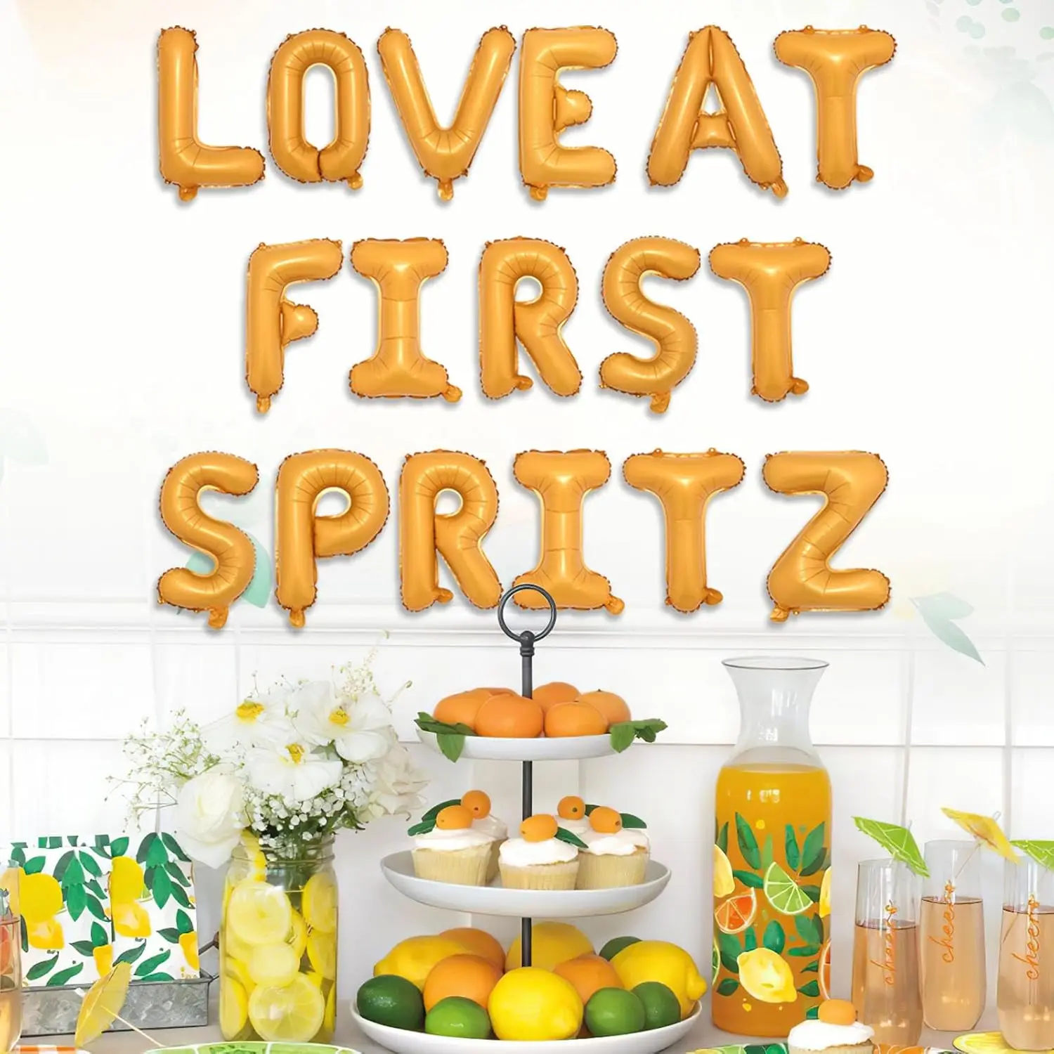 Kreat4joy Love At First Spritz Balloon Banner Orange Cocktail Bridal Shower Decorations Bar Citrus Mimosa Bachelorette Supplies