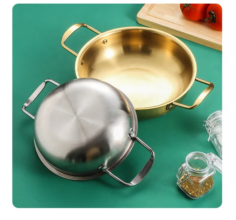 Kitchen Cookware Soup Cooking Pot Household  High Quality Double Handle Stainless steel Cooking Soup Pot