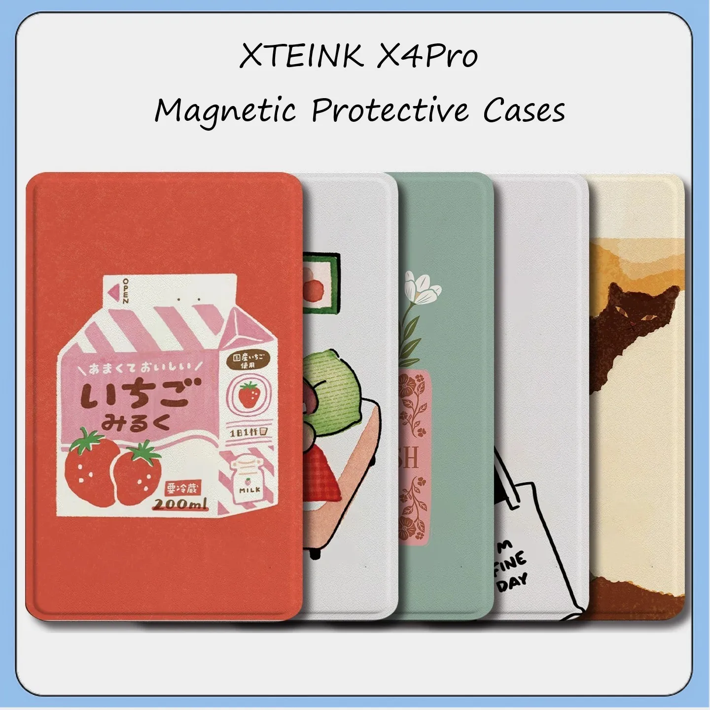 For XTEINK X4Pro E‑Reader Cases Protective Folio Case Cover Magnetic Detachable Flip Case Separable Protective Shock‑Resistant