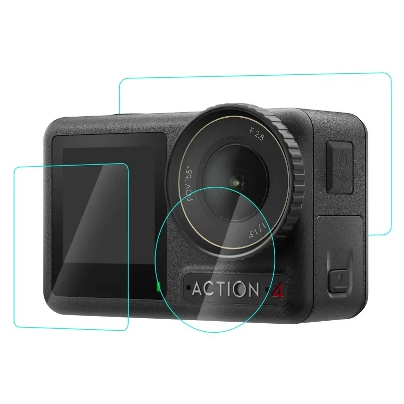 3-in-1 Lens Front and Back Screen Tempered Glass Explosion-proof Film For DJI Osmo Action 4 Screen Protector