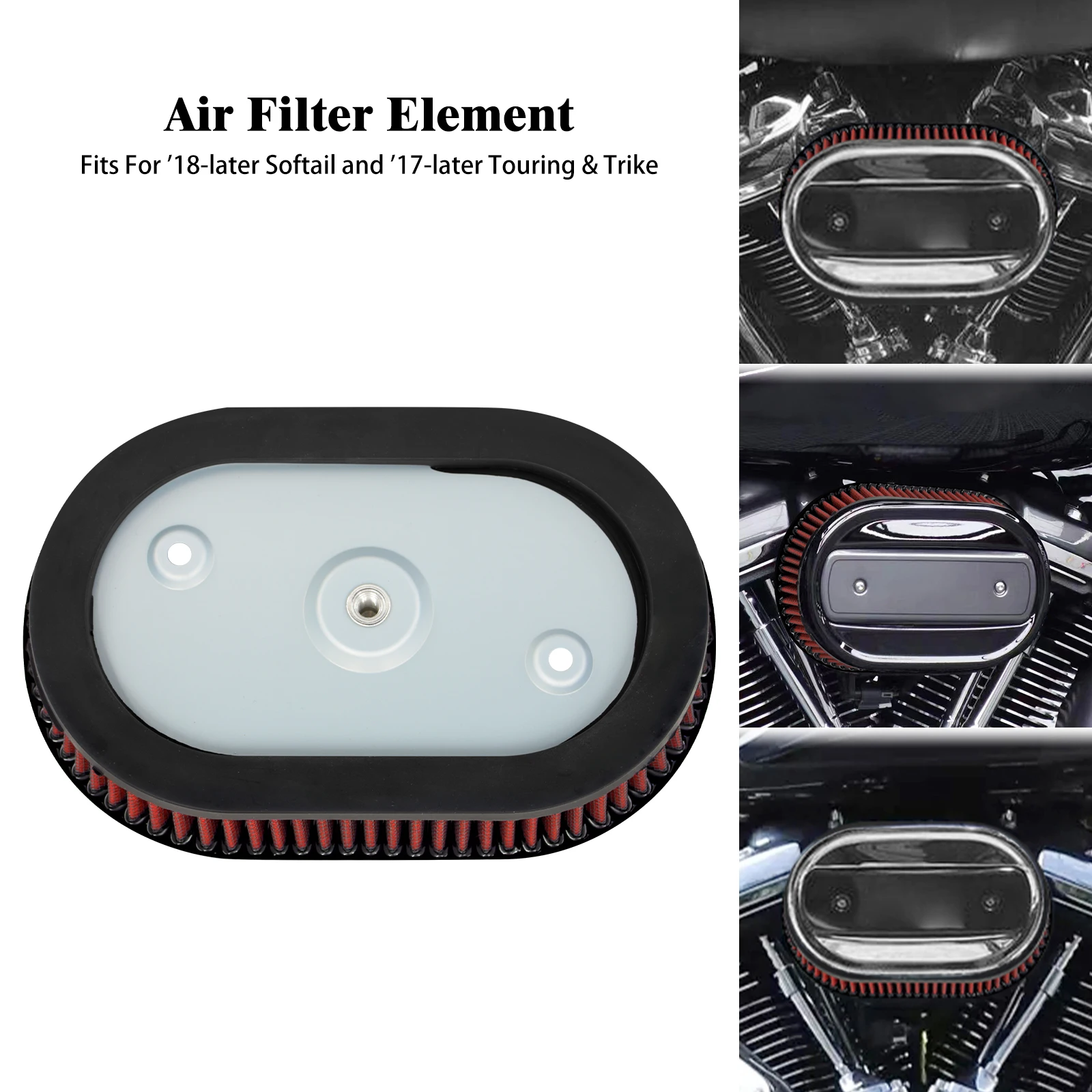 Motorcycle Air Cleaner Filter Element Red Inner Replacement For Harley Touring FLHT FLHX FLHR FLTRX Ultra 17-Up Softail 2018-Up