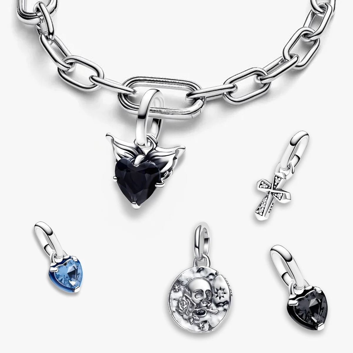 

1 PC S925 Sterling Silver Oval Necklace, Paired with Round, Cross, and Gemstone Pendants, with a Unique Retro Style