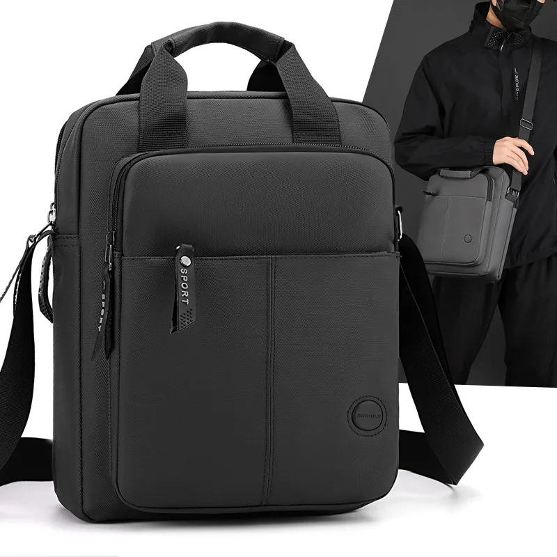 Business Commuting Men's Shoulder Bag with Large Capacity and Multiple Pockets Vertical Hand Bag for Casual Travel Crossbody Bag