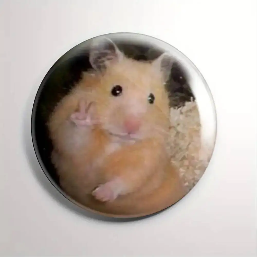 2D Flat Bill's Hamster Badge Pin Brooch 4.4cm Diameter For Clothing Hat Backpack Gift For Friends Coworkers Party S