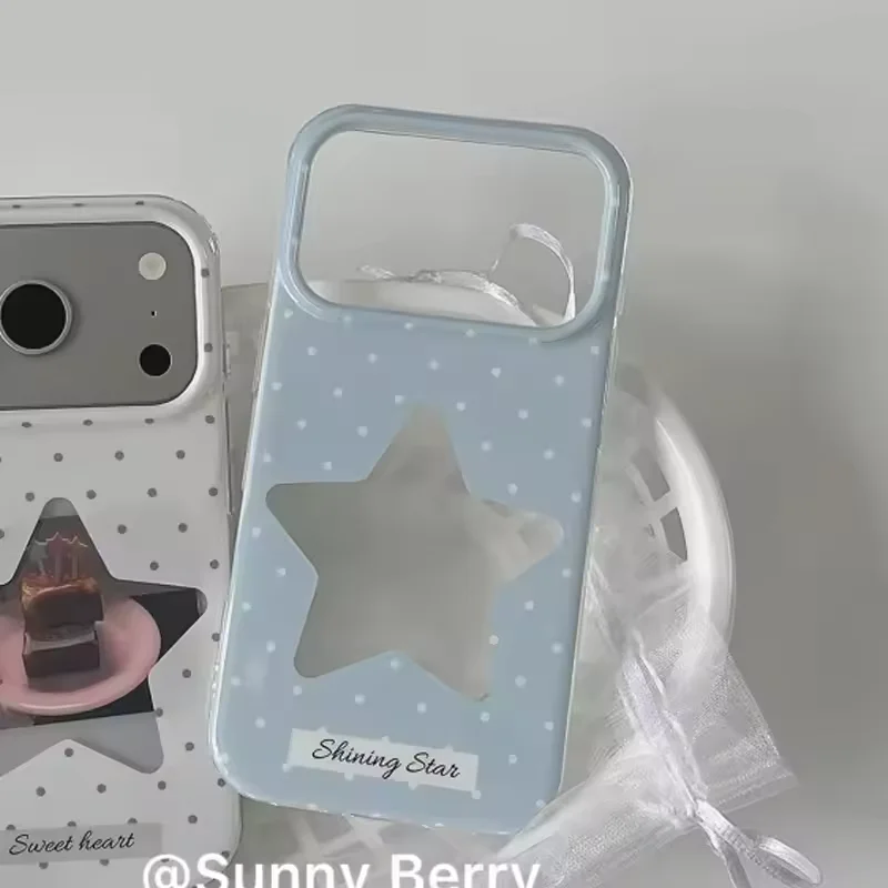 Minimalist Fresh Blue and White Polka Dot Phone Case For IPhone 17 16 15 14 13 12 11 Pro Max 17air 16e MINI XS XR 8 7 Plus Cover view 5
