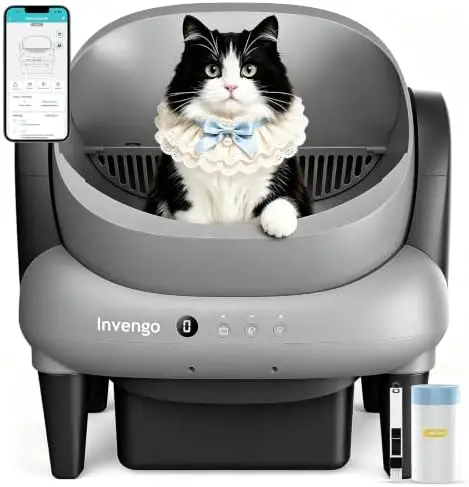 Automatic Cat Litter Box Self Cleaning, App Control, Safe Anti-Pinch Litter Box Open Top, Ultra-Quiet, Automatic for