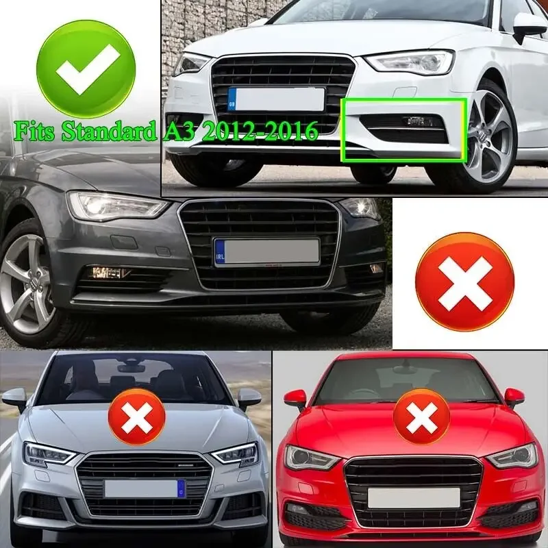 For Audi A3 2012 2013 2014 2015 2016 Honeycomb Mesh Front Bumper Fog Light Grille Cover Cars Accessories 8V3807681 8V3807682