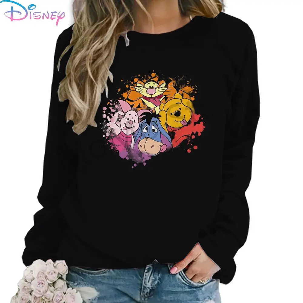 Disney Winnie The Pooh Women\'s Long Sleeve Sweatshirts O Neck New Y2k Clothes Lovely Autumn Party S-3XL Streetwear Fashion 2024