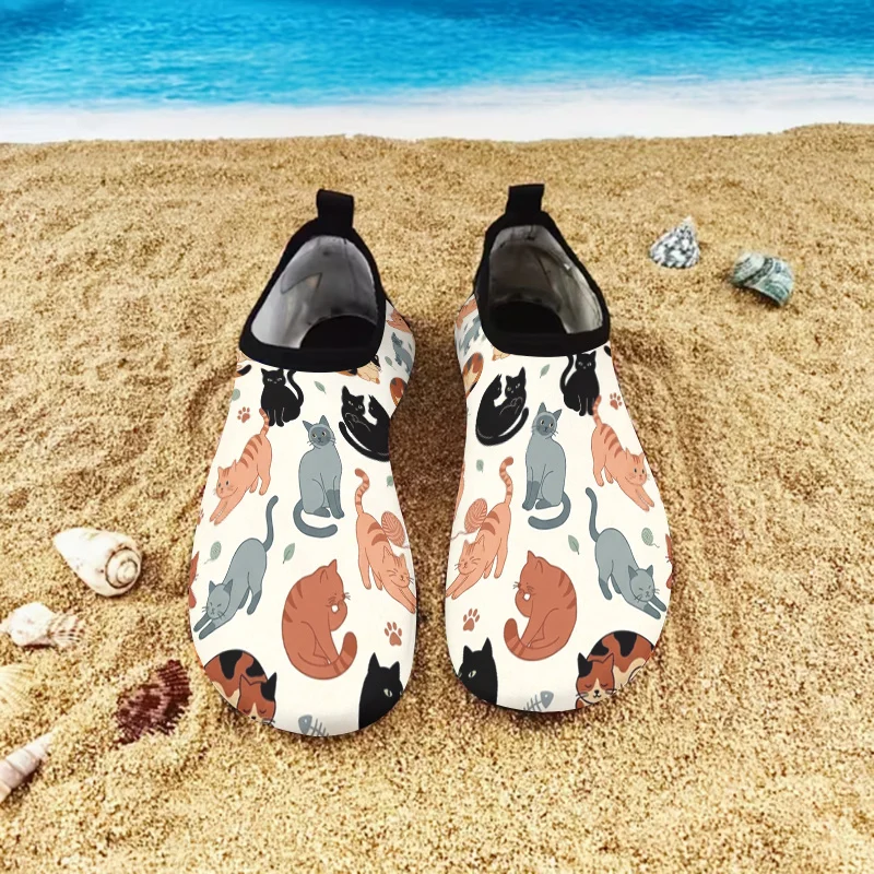 1 Pair Unisex Fun Cat Print Sandals, Non-slip Soft Sole Breathable Slides, Cute Pet Lightweight Shoes Summer Beach Home Casual