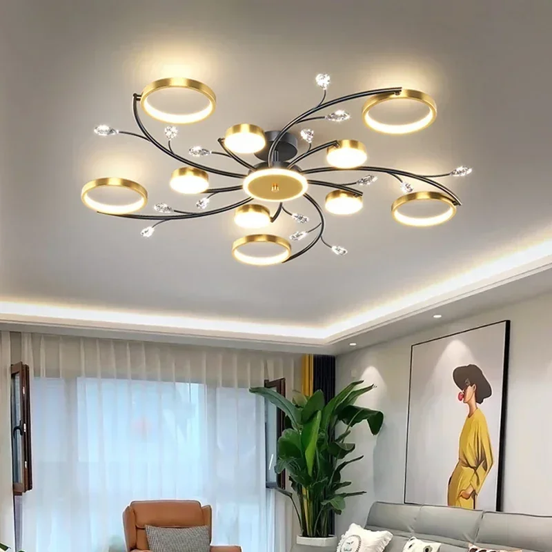 Imagem -05 - Luminária de Teto Nórdica Moderna para Decoração de Casa Preto e Dourado Criativa e Luxuosa Sala de Estar