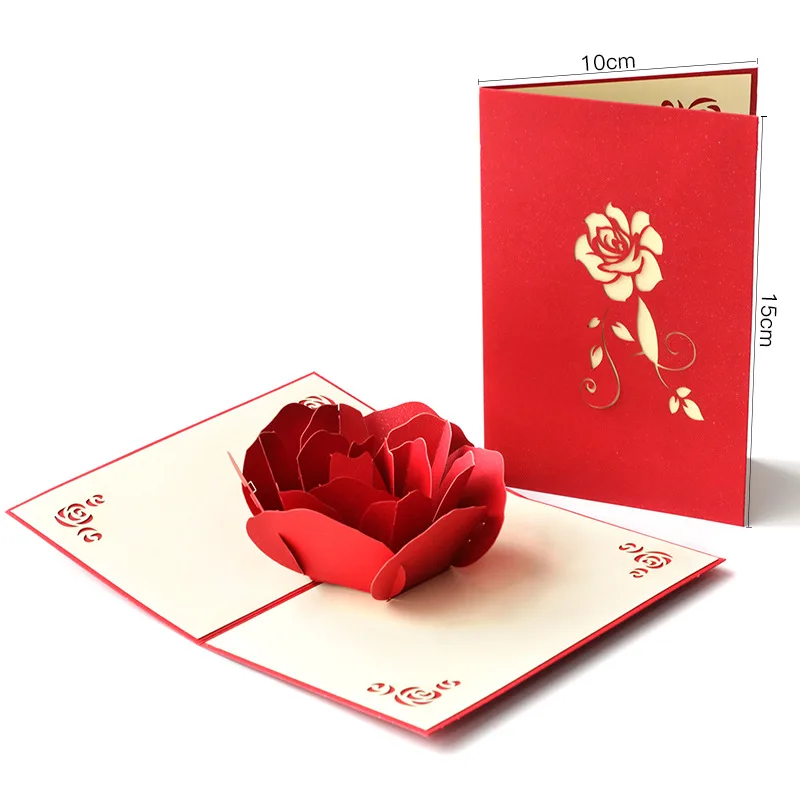 Mother's Day Three-dimensional Greeting Card Gift Creative Blessing 3D Three-dimensional Handmade Paper-cut Large Rose Card