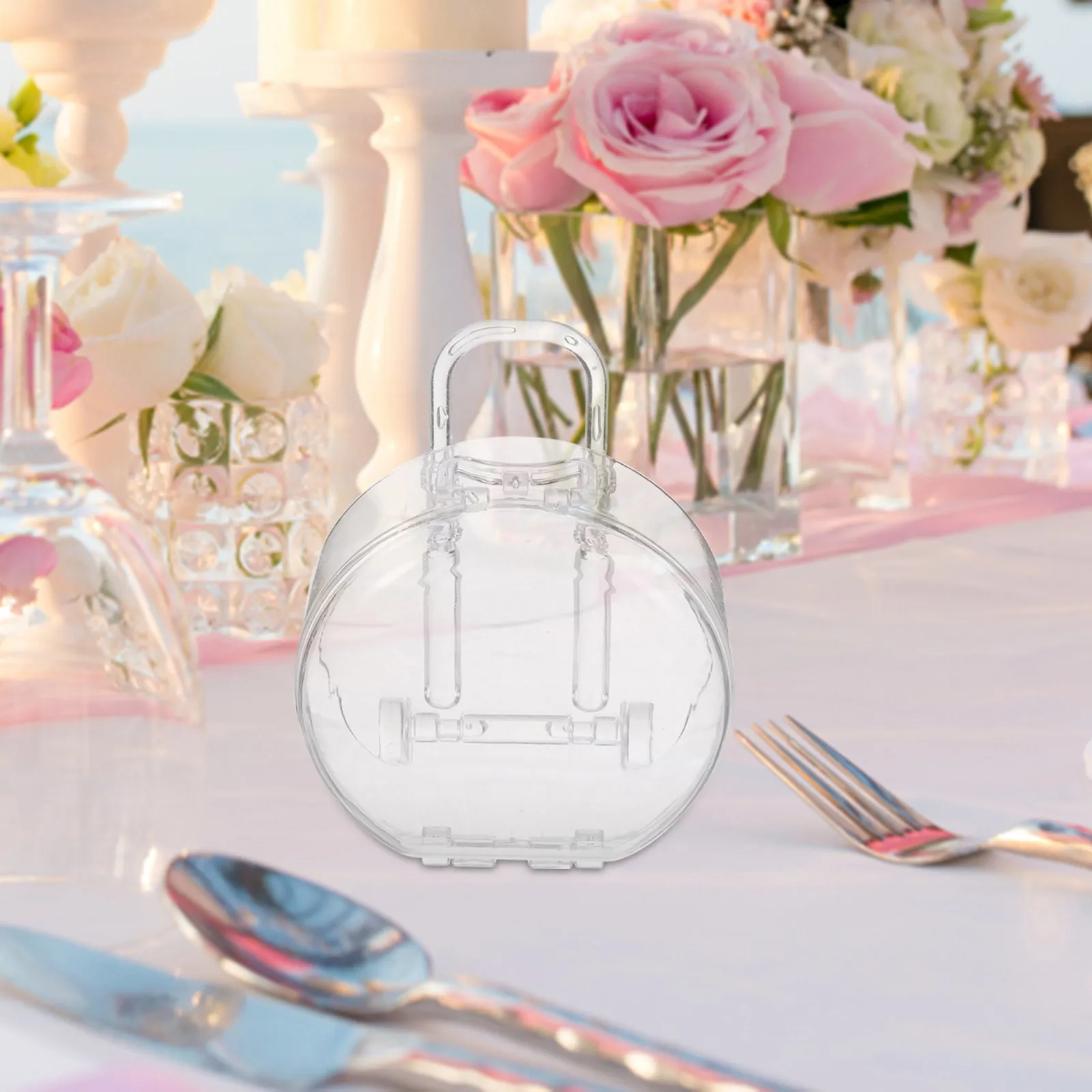 

12Pcs Mini Round Suitcase Favor Boxes Candy Gift Boxes Portable Lightweight Wedding Party Bridal Shower Theme Event Small