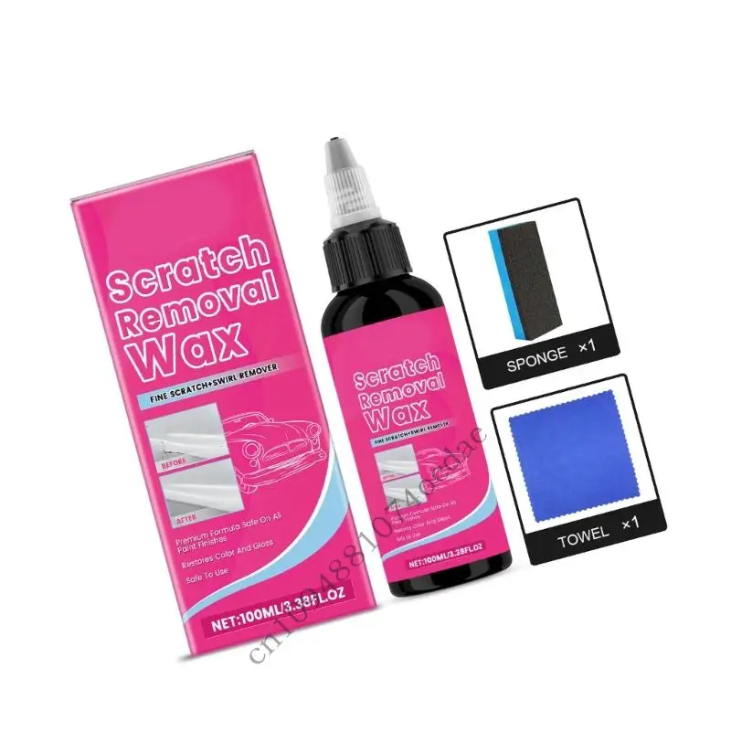 

0XXC Scratch and Remover Car Polishing Set with 100ml Polishing Wax and Wipe Sponge Car Scratch Repair