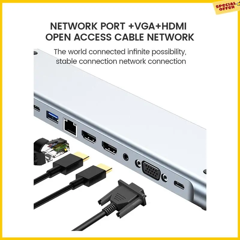 

A25P 12 в 1, док-станция расширения USB Type-C, USB-концентратор, подходит для док-станции расширения для ноутбука
