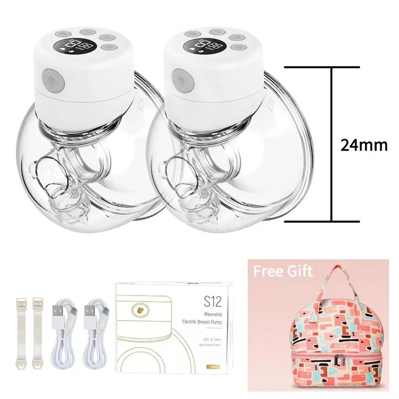 S12 Hands Free Electric Breast Pumps Mother Milk Extractor Portable Breast Pump Wearable Wireless Breastpump 24/27mm-Box