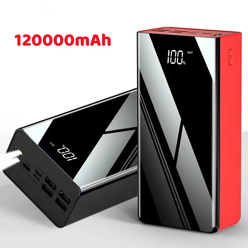 

120000mAh Power Bank Full Mirror Screen Portable Fast Charger Powerbank External Battery Pack Poverbank