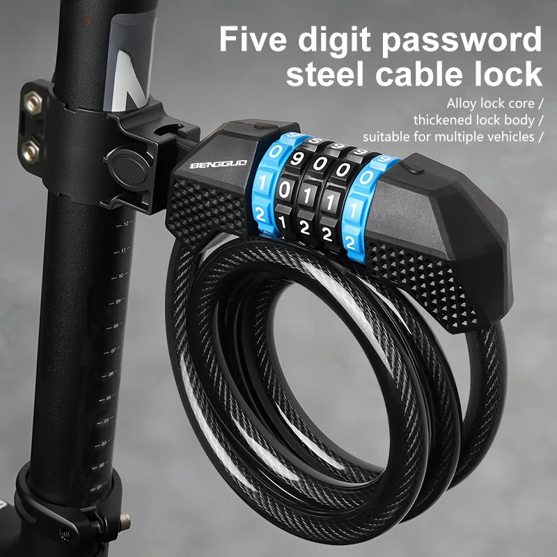 

Reinforced 5-Digit Combination Bicycle Lock Anti-Theft Cable Lock For Mountain Road Bike Electric Cycling Security Accessory