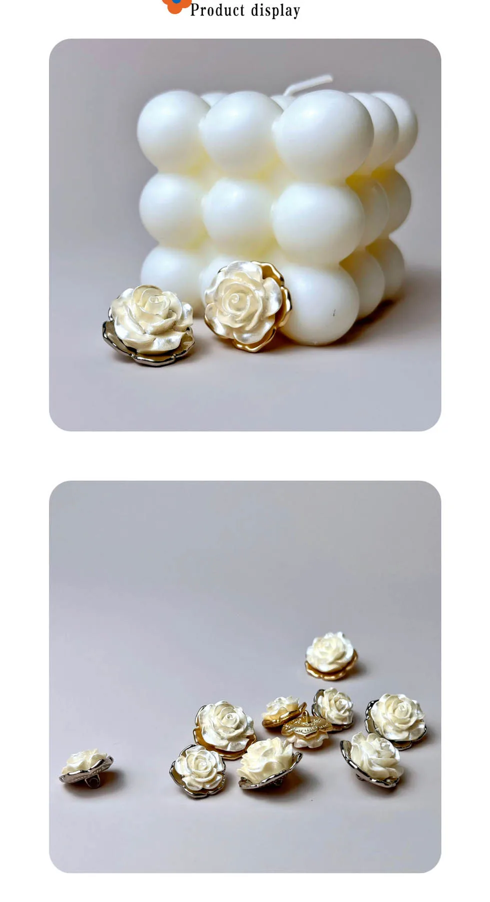 10 Stück Metallknöpfe zum Nähen, Kleidungszubehör, DIY-Handwerk, dreidimensionale Rosen-Dekorationsknöpfe, Knöpfe in Blumenform, 18 mm/23 mm – Detail 1