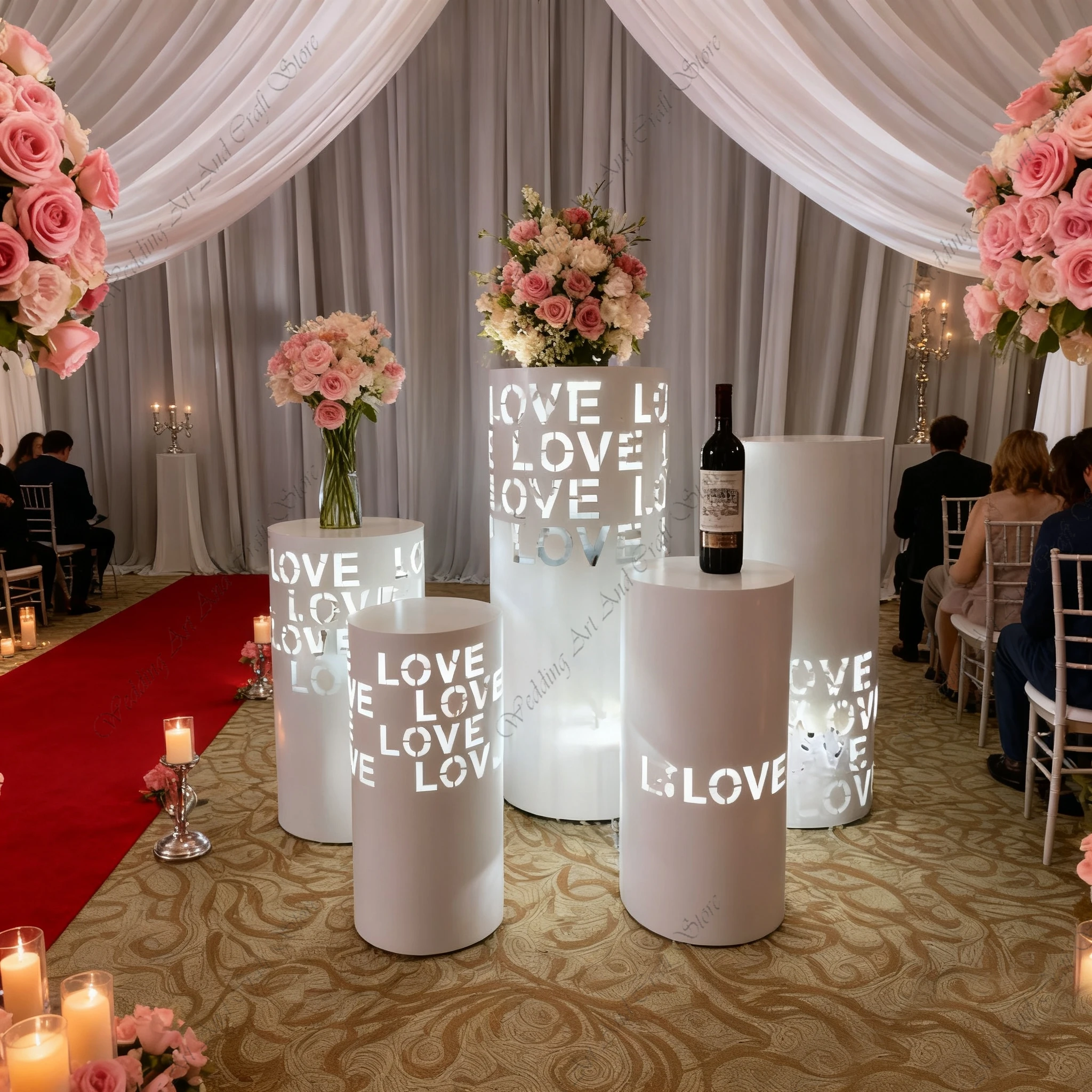 5pcs One Set f30 Shiny Gold Cylinder Dessert Table Stand Wedding Arch Cake Stand Flower Rack Stand Wedding Backdrops ivy449