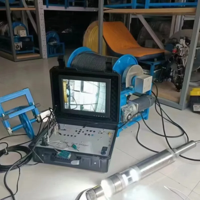 73mm Dual Lens Well Inspection , Hand Crank Winch Design, IP68 Waterproof CCD Sensor Industrial Downhole Pipe ing System